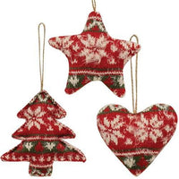 Red & Green Nordic Sweater Ornament 3 Asstd - The Fox Decor