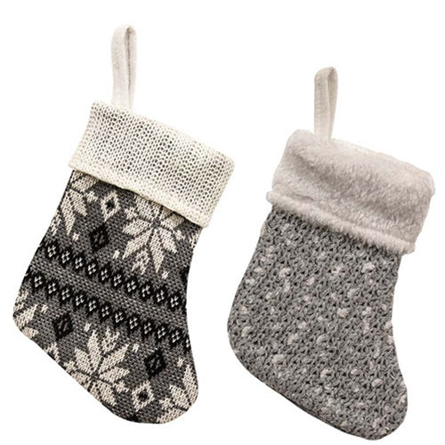 Gray & White Mini Stocking 2 Asstd