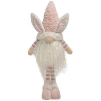 Fuzzy Pink Striped Standing Gnome Bunny - The Fox Decor