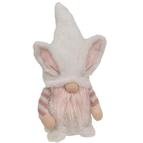 Fuzzy Pink Striped Gnome Bunny - The Fox Decor