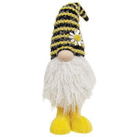 Fuzzy Bee Striped Standing Gnome - The Fox Decor