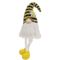 Fuzzy Bee Striped Dangle Leg Gnome - The Fox Decor