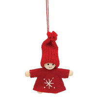 Mini Snowflake Stitched Wooden Doll Ornament 2 Asstd - The Fox Decor
