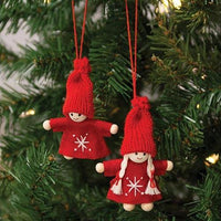 Mini Snowflake Stitched Wooden Doll Ornament 2 Asstd - The Fox Decor