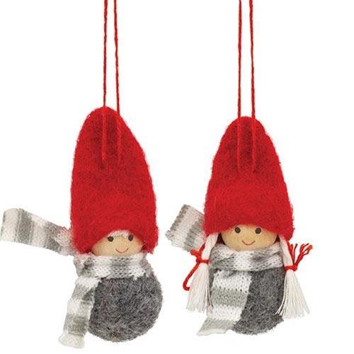 Mini Winter Scarf Wooden Doll Ornament 2 Asstd - The Fox Decor