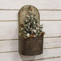 Wood & Punched Tin Rounded Front Wall Sconce 2 Asstd - The Fox Decor