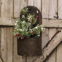 Wood & Punched Tin Rounded Front Wall Sconce 2 Asstd - The Fox Decor