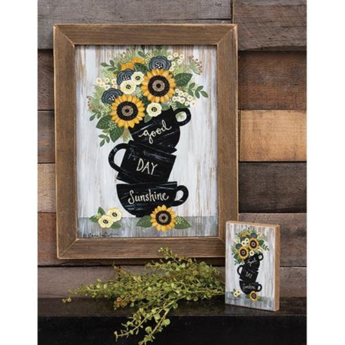 Good Day Sunshine Cups Print Brown Stain Frame - The Fox Decor