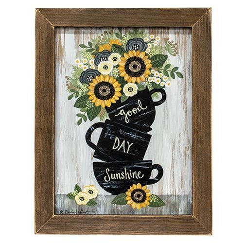 Good Day Sunshine Cups Print Brown Stain Frame - The Fox Decor