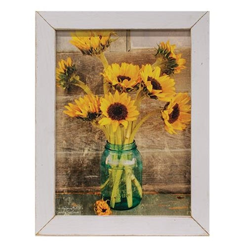 Country Sunflowers Print White Wash Frame - The Fox Decor