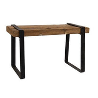 Wooden Farmhouse Stool w Metal Legs - The Fox Decor