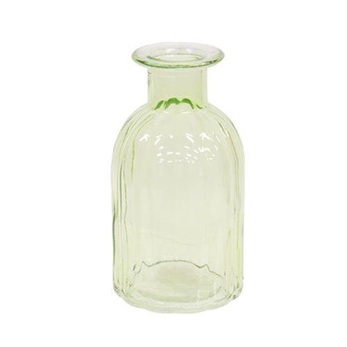 Beveled Green Glass Bottle Vase - The Fox Decor
