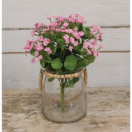 Tapered Glass Jar w Natural Beaded Handle - The Fox Decor