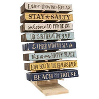 48 Piece Beach 12 Engraved Block Assortment With Display Rack - The Fox Decor