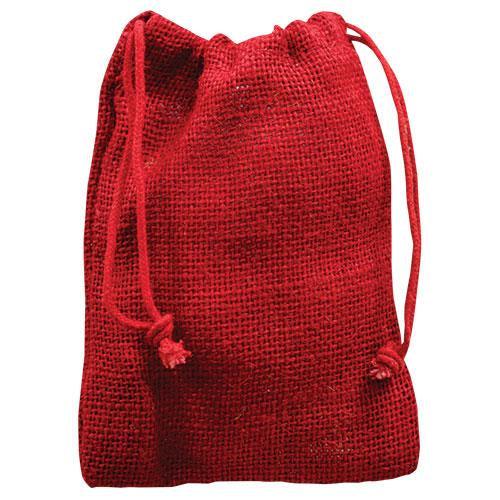 Red Burlap Drawstring Bag 4x6 - The Fox Decor