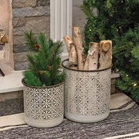 2 Set Snowflake Cutout Metal Buckets - The Fox Decor