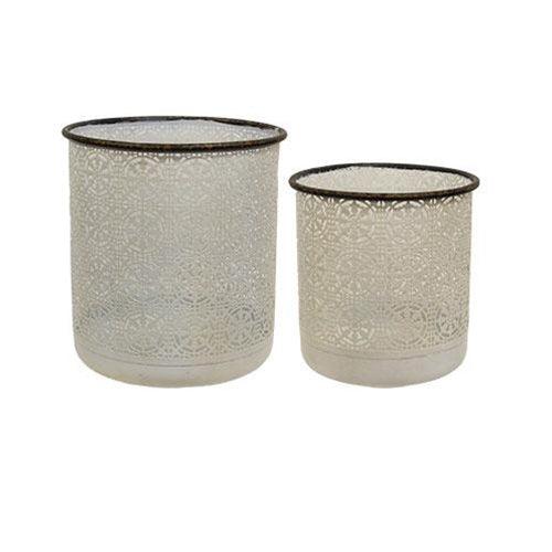 2 Set Snowflake Cutout Metal Buckets - The Fox Decor