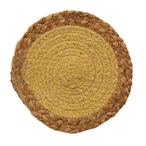 Jute & Cotton Candle Mat Yellow 675 - The Fox Decor