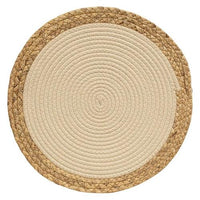 Woven Cotton & Hyacinth Round Mat Natural 155 Dia - The Fox Decor