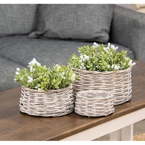 3/Set Graywashed Willow Planters - The Fox Decor