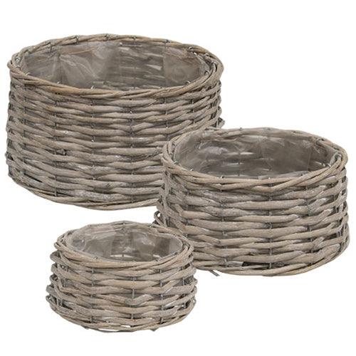 3/Set Graywashed Willow Planters - The Fox Decor