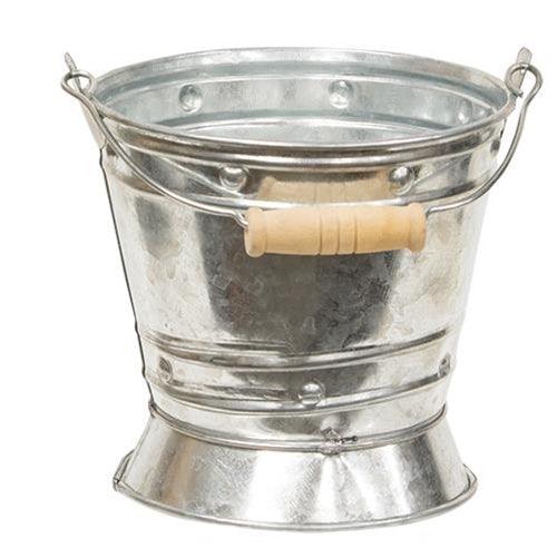 Galvanized Tin Pail w Handle - The Fox Decor