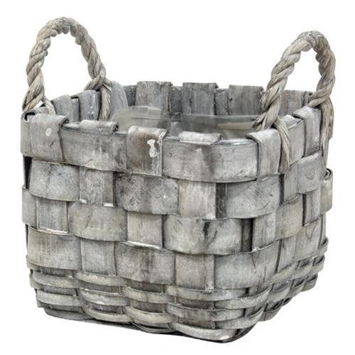 2 Set Square Graywashed Planter Baskets - The Fox Decor