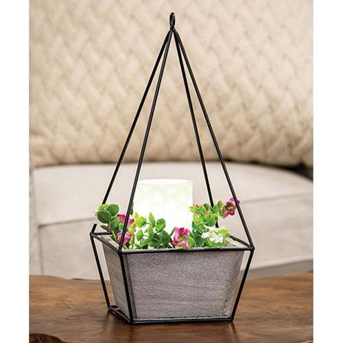 Wood Plant Holder w Triangle Metal Frame - The Fox Decor