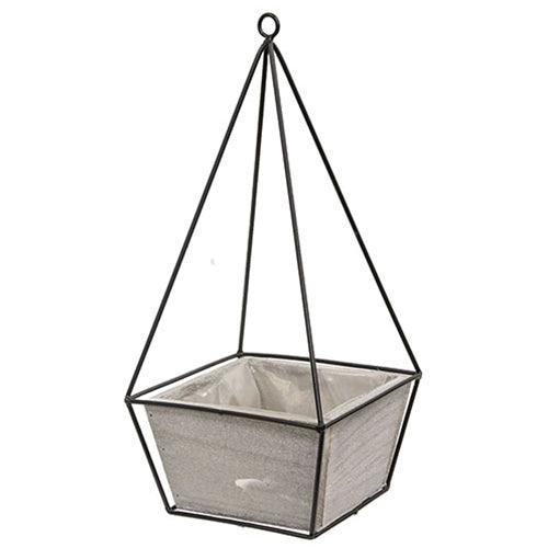 Wood Plant Holder w Triangle Metal Frame - The Fox Decor