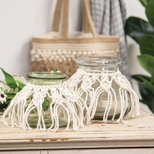 Macrame Boho Glass Vase Medium - The Fox Decor