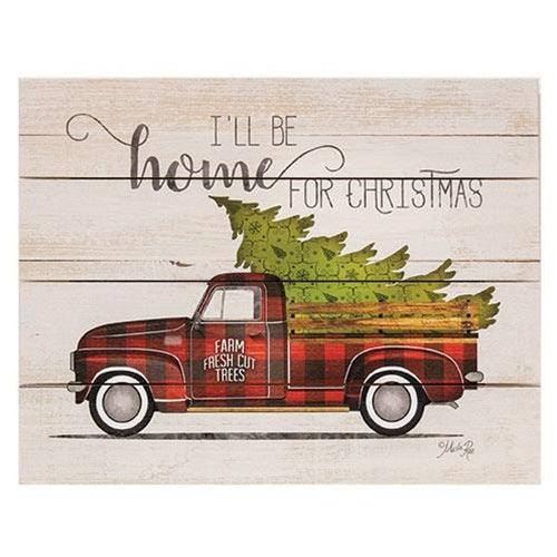 Home For Christmas Vintage Truck Pallet Art - The Fox Decor