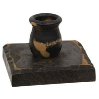 Distressed Black Wooden Square Taper Holder - The Fox Decor