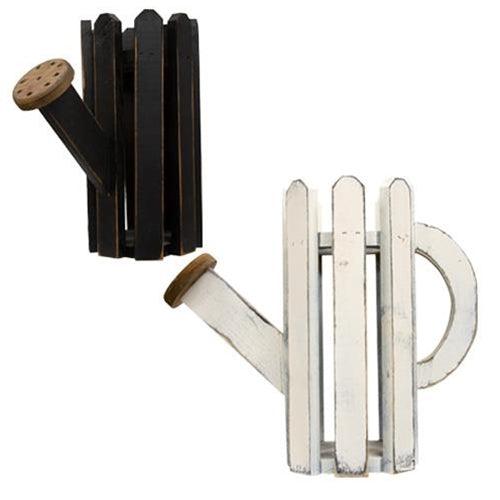 Distressed Wooden Picket Watering Can 2 Asstd - The Fox Decor