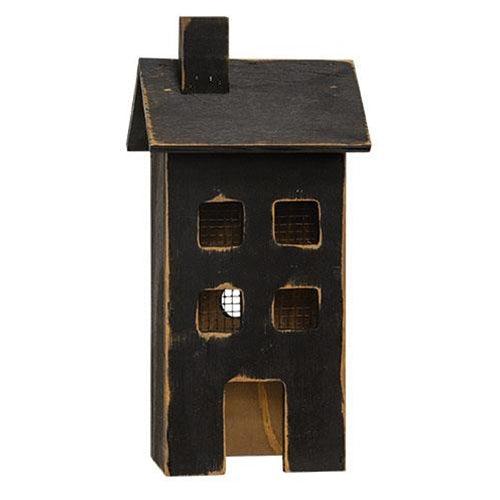 Distressed Wooden Medium Black Light Up House - The Fox Decor