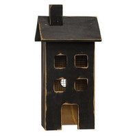 Distressed Wooden Medium Black Light Up House - The Fox Decor