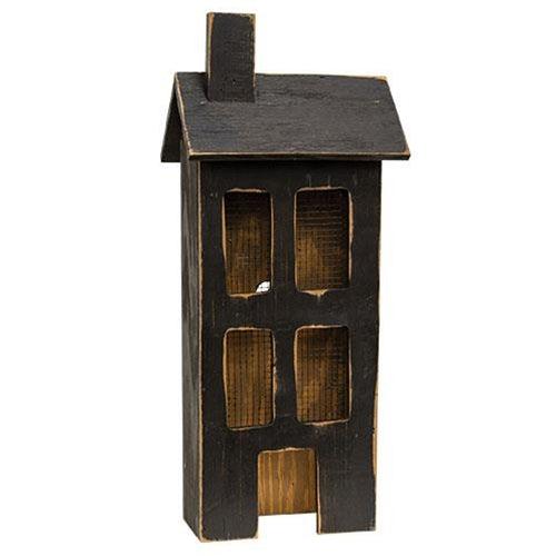 Distressed Wooden Large Black Light Up House - The Fox Decor
