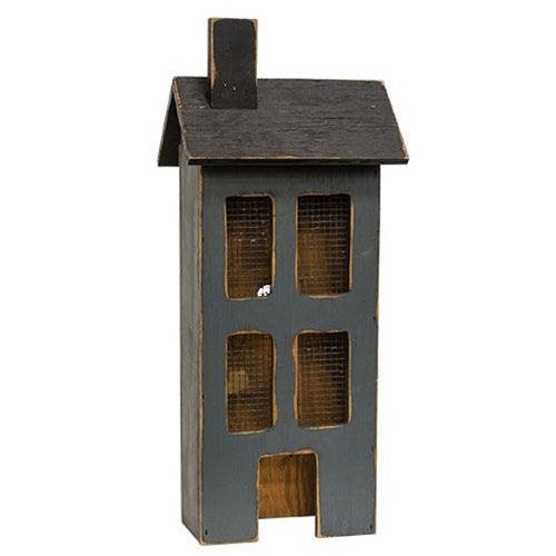 Distressed Wooden Large Blue Light Up House - The Fox Decor