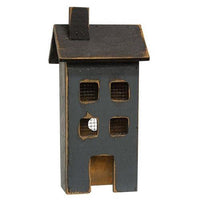 Distressed Wooden Medium Blue Light Up House - The Fox Decor