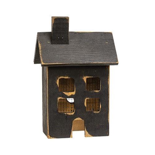 Distressed Wooden Small Black Light Up House - The Fox Decor