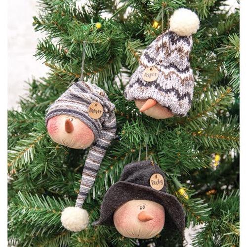 Snowy Snowman Ornament 3 Asstd - The Fox Decor