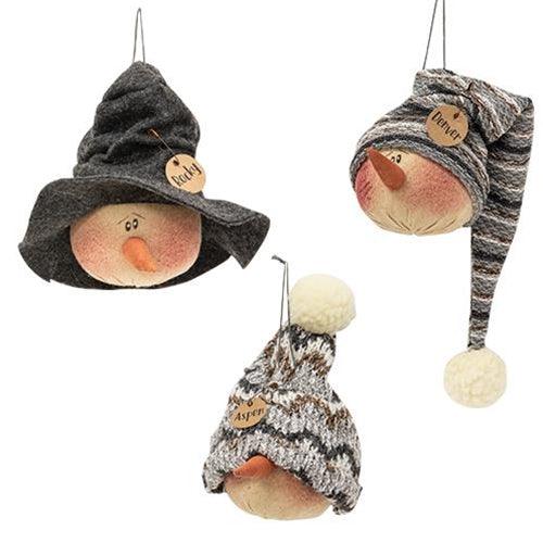 Snowy Snowman Ornament 3 Asstd - The Fox Decor