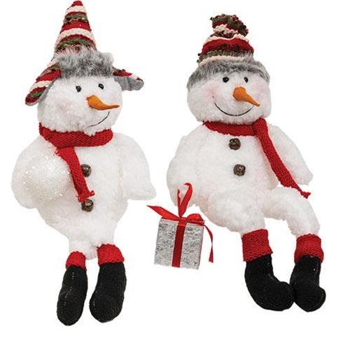 Stuffed Fleece Snowman Sitter 2 Asstd - The Fox Decor