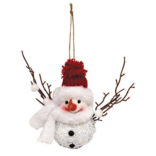 Twig & Sequin Snowman Ornament 2 Asstd - The Fox Decor
