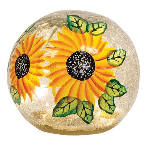 Sunflowers Crackled Glass LED Light Orb - The Fox Decor