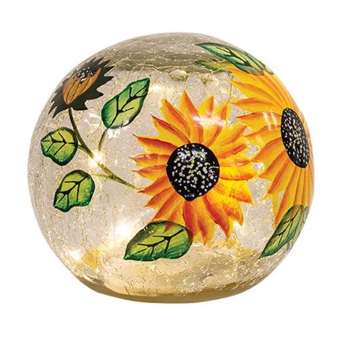 Sunflowers Crackled Glass LED Light Orb - The Fox Decor