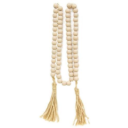 Ivory Wood Bead Garland 60 - The Fox Decor