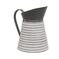 Gray & White Ribbed Distressed Metal Water Pitcher - The Fox Decor
