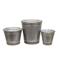 3 Set Distressed Metal Planter Buckets - The Fox Decor