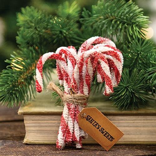 12 Set Sparkle Chenille Candy Canes - The Fox Decor