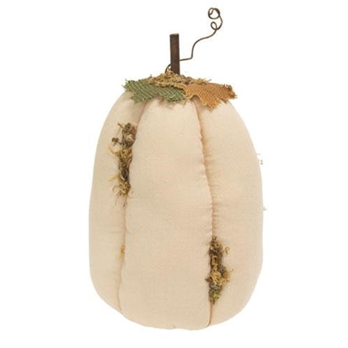 Mossy White Stuffed Pumpkin 4.75 x 9" - The Fox Decor